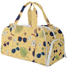 Seamless Pattern Of Sunglasses Tropical Leaves And Flower Burner Gym Duffel Bag by Grandong