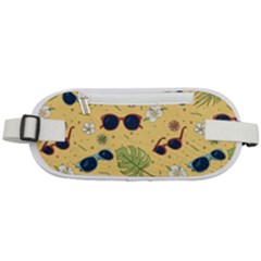 Seamless Pattern Of Sunglasses Tropical Leaves And Flower Rounded Waist Pouch by Grandong