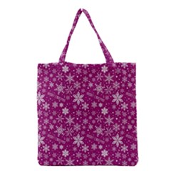 Purple Christmas Pattern Grocery Tote Bag