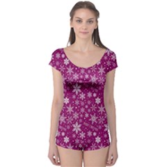 Purple Christmas Pattern Boyleg Leotard 