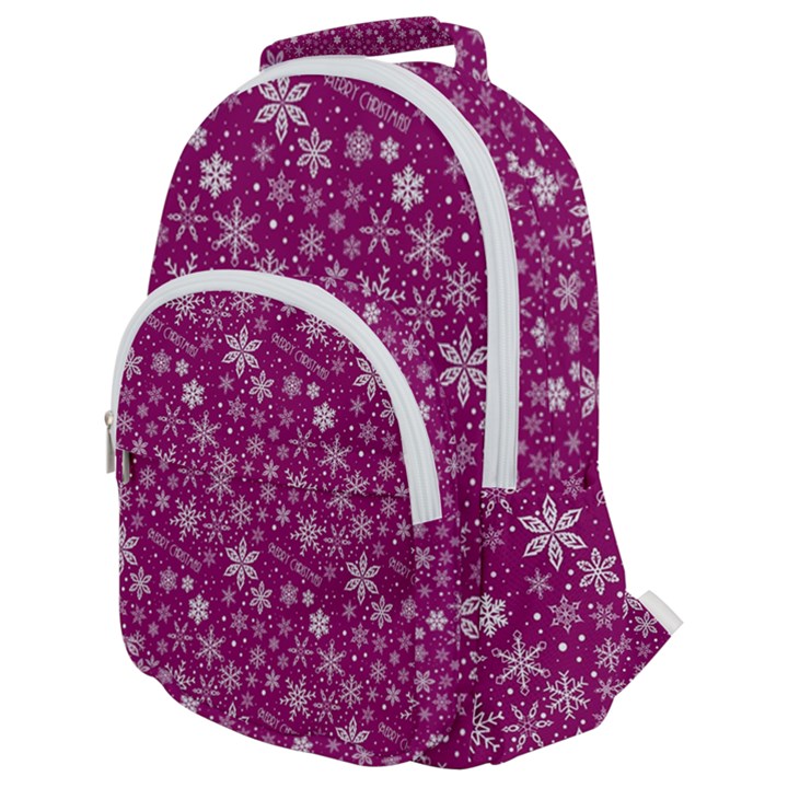 Purple Christmas Pattern Rounded Multi Pocket Backpack