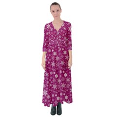 Purple Christmas Pattern Button Up Maxi Dress by Grandong