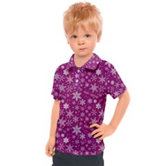 Purple Christmas Pattern Kids  Polo T-shirt