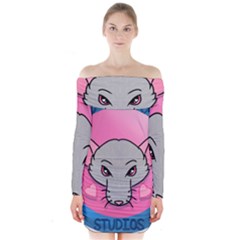 Rad Rat Studios Logo Long Sleeve Off Shoulder Dress by radratstudios