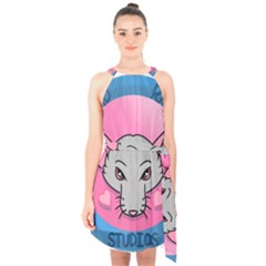 Rad Rat Studios Logo Halter Collar Waist Tie Chiffon Dress by radratstudios