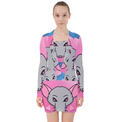 Rad Rat Studios Logo V-neck Bodycon Long Sleeve Dress by radratstudios