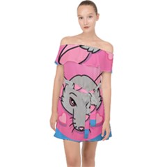 Rad Rat Studios Logo Off Shoulder Chiffon Dress by radratstudios