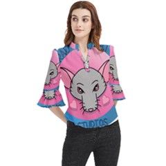 Rad Rat Studios Logo Loose Horn Sleeve Chiffon Blouse