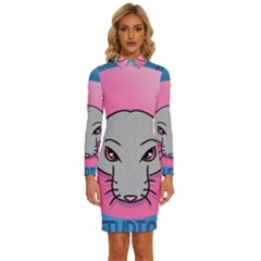 Rad Rat Studios Logo Long Sleeve Shirt Collar Bodycon Dress by radratstudios