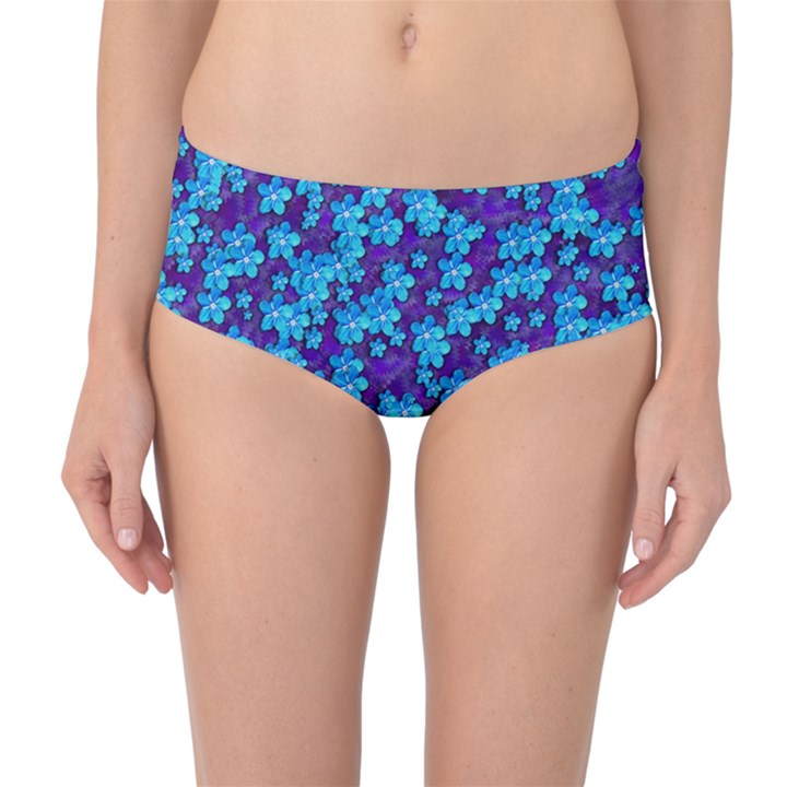 Flowers And Bloom In Perfect Lovely Harmony Mid-Waist Bikini Bottoms