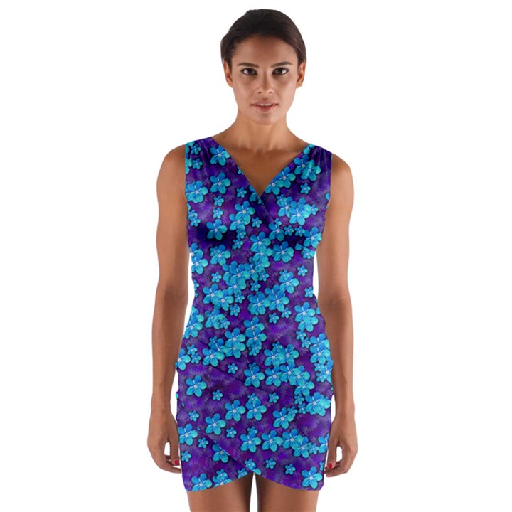 Flowers And Bloom In Perfect Lovely Harmony Wrap Front Bodycon Dress