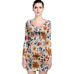 Boho Flowers Seamless Patternn Long Sleeve Bodycon Dress by Jack14