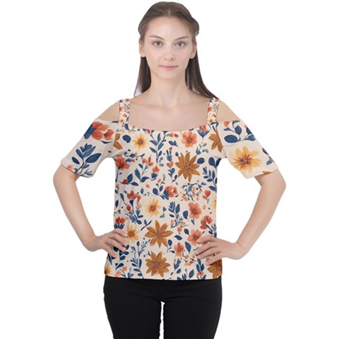 Boho Flowers Seamless Patternn Cutout Shoulder T-shirt by Jack14