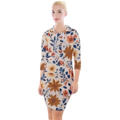 Boho Flowers Seamless Patternn Quarter Sleeve Hood Bodycon Dress by Jack14