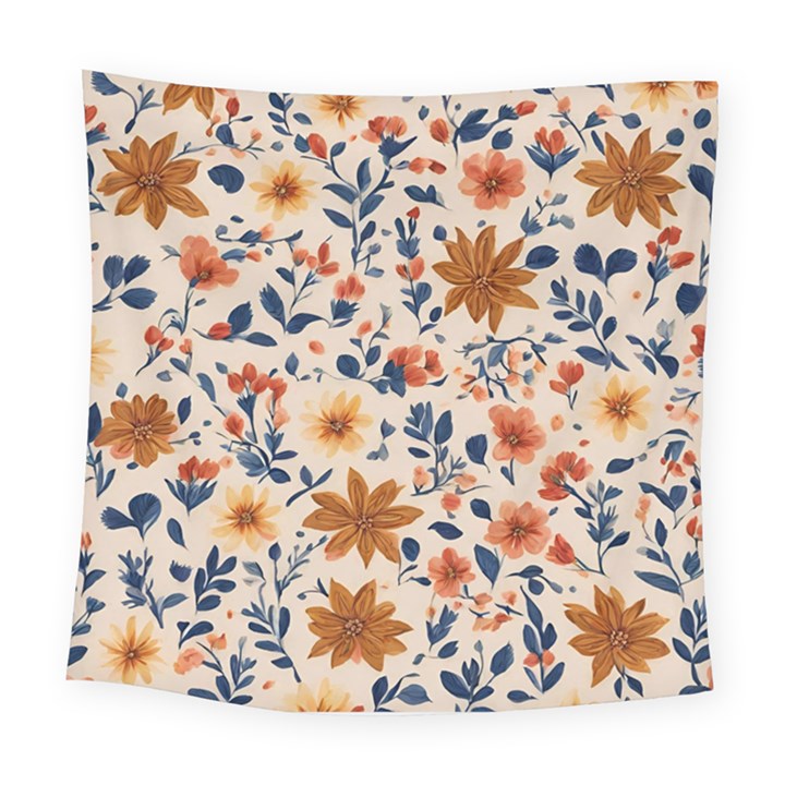 Boho Flowers Seamless Patternn Square Tapestry (Large)