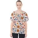 Boho Flowers Seamless Patternn V-Neck Dolman Drape Top View1