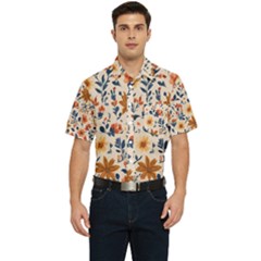 Boho Flowers Seamless Patternn Men s Short Sleeve Pocket Shirt  by Jack14