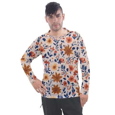 Boho Flowers Seamless Patternn Men s Pique Long Sleeve T-shirt by Jack14