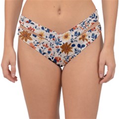 Boho Flowers Seamless Patternn Double Strap Halter Bikini Bottoms