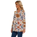 Boho Flowers Seamless Patternn Long Sleeve Drawstring Hooded Top View2