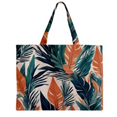 Colorful Tropical Leaf Zipper Mini Tote Bag by Jack14