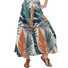 Colorful Tropical Leaf Women s Satin Palazzo Pants