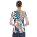 Colorful Tropical Leaf Short Sleeve Front Detail Top View2