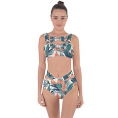 Colorful Tropical Leaf Bandaged Up Bikini Set 