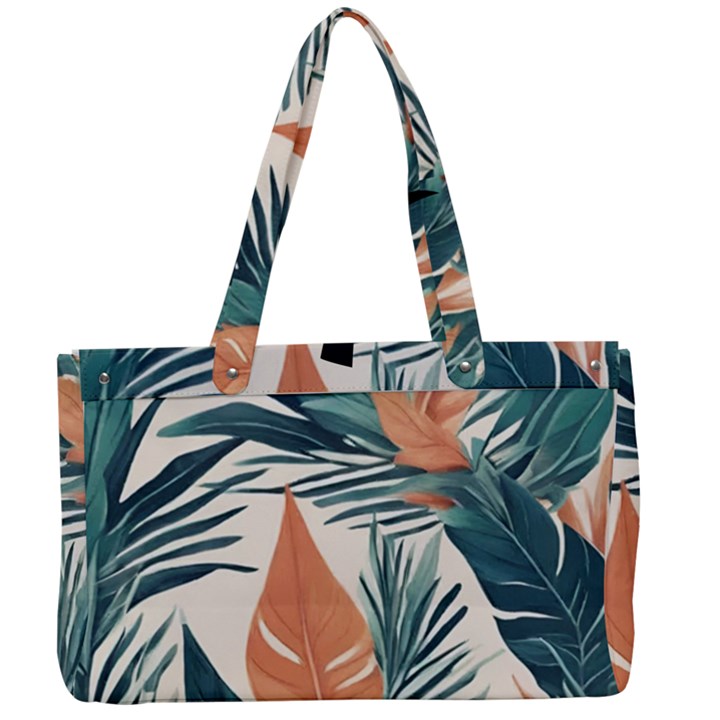 Colorful Tropical Leaf Canvas Work Bag