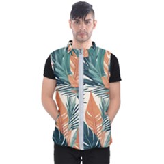 Colorful Tropical Leaf Men s Puffer Vest