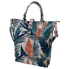 Colorful Tropical Leaf Buckle Top Tote Bag by Jack14