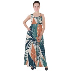 Colorful Tropical Leaf Empire Waist Velour Maxi Dress by Jack14