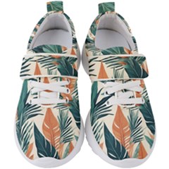 Colorful Tropical Leaf Kids  Velcro Strap Shoes