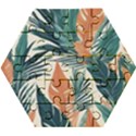 Colorful Tropical Leaf Wooden Puzzle Hexagon View1