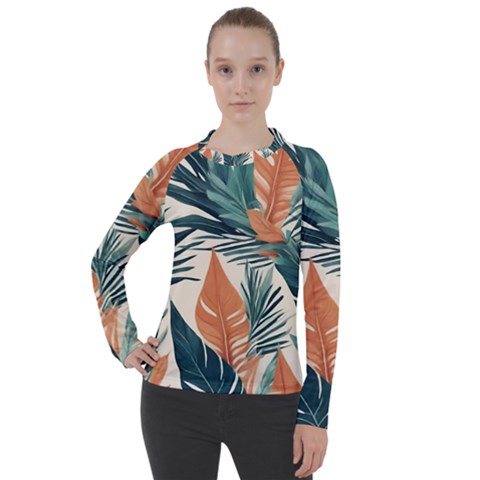 Colorful Tropical Leaf Women s Pique Long Sleeve T-shirt by Jack14