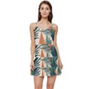 Colorful Tropical Leaf Short Frill Dress View1