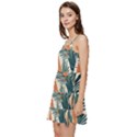 Colorful Tropical Leaf Short Frill Dress View2