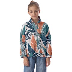 Colorful Tropical Leaf Kids  Half Zip Hoodie by Jack14