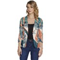 Colorful Tropical Leaf Women s One-Button 3/4 Sleeve Short Jacket View1