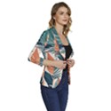 Colorful Tropical Leaf Women s One-Button 3/4 Sleeve Short Jacket View3