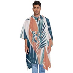 Colorful Tropical Leaf Men s Hooded Rain Ponchos by Jack14