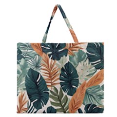 Tropical Leaf Zipper Large Tote Bag by Jack14