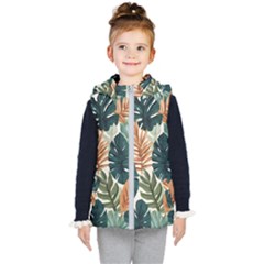 Tropical Leaf Kids  Hooded Puffer Vest by Jack14