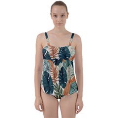 Tropical Leaf Twist Front Tankini Set by Jack14