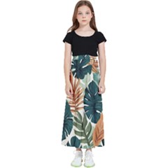 Tropical Leaf Kids  Flared Maxi Skirt by Jack14