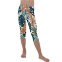 Tropical Leaf Kids  Lightweight Velour Capri Leggings  View1