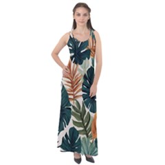 Tropical Leaf Sleeveless Velour Maxi Dress by Jack14