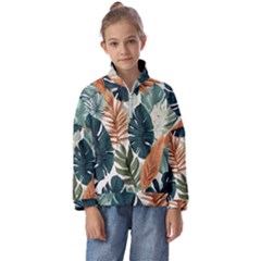 Tropical Leaf Kids  Half Zip Hoodie by Jack14