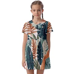 Tropical Leaf Kids  Asymmetric Collar Dress by Jack14