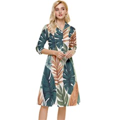 Tropical Leaf Classy Knee Length Dress by Jack14